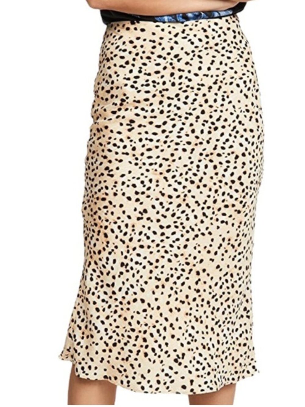 Cotton Candy LA Spotted Midi Slip Skirt Small Beige Tan Black Dalmatian Animal S